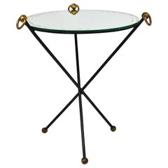 Französischer Mid-Century-Modern-Spiegel-Beistelltisch im Stil von Jacques Adnet, Messing, 1950er Jahre