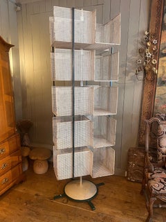 Libreria modulare in metallo traforato in stile Mid-Century Modern francese