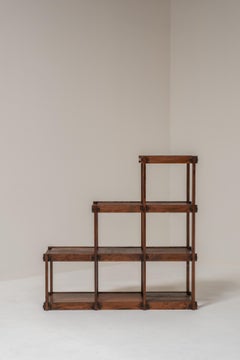 French Mid-Century Modern Modular Wooden Shelving System, 1970s