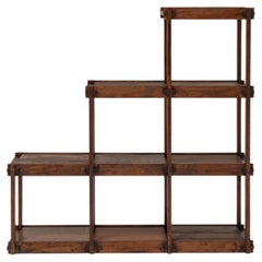 French Mid-Century Modern Modular Wooden Shelving System, 1970s