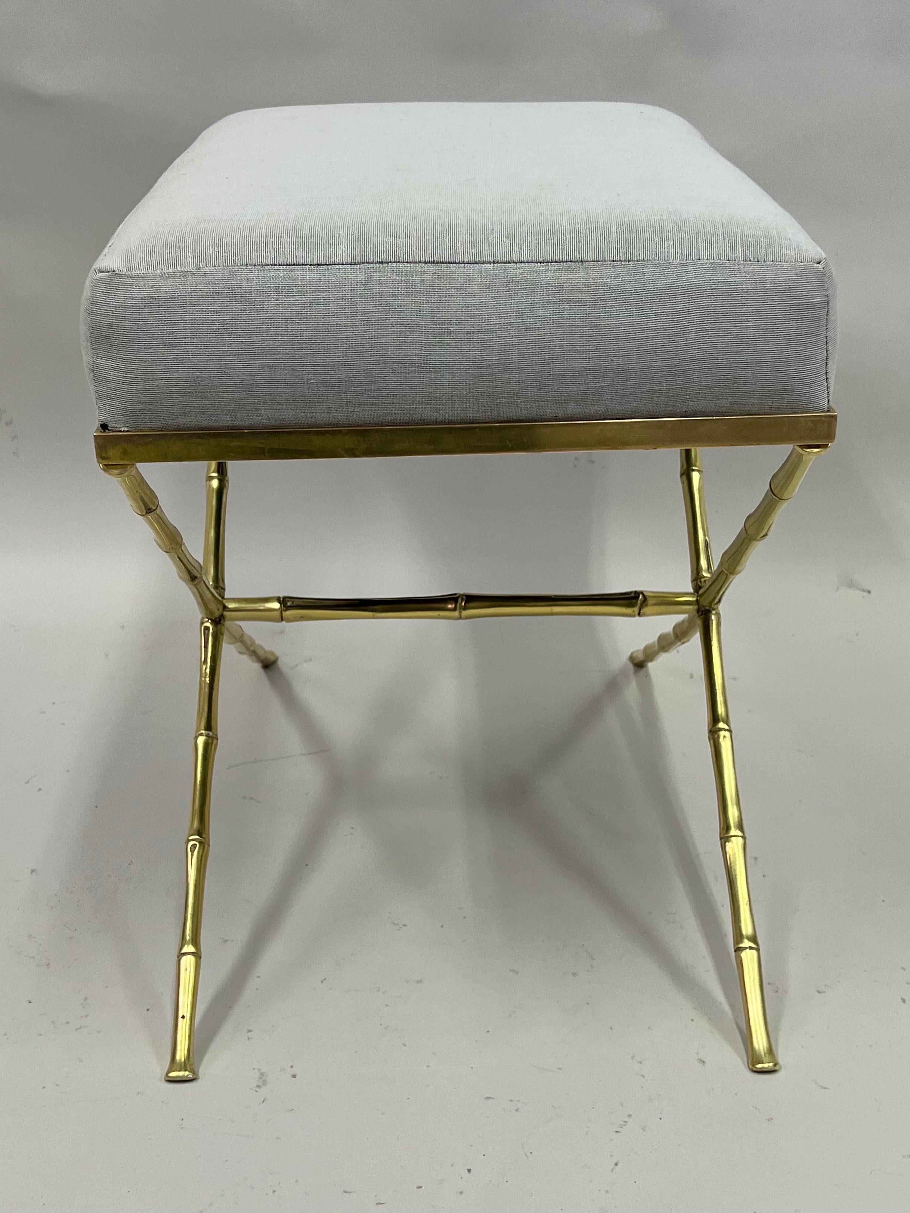 French Mid-Century Modern Neoclassical Brass Faux Bamboo Bench by Maison Baguès For Sale 6