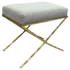 Retro French Mid-Century Modern Neoclassical Brass Faux Bamboo Bench by Maison Baguès