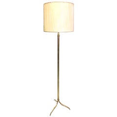 French Mid-Century Modern Neoclassical Brass Floor Lamp by Maison Jansen