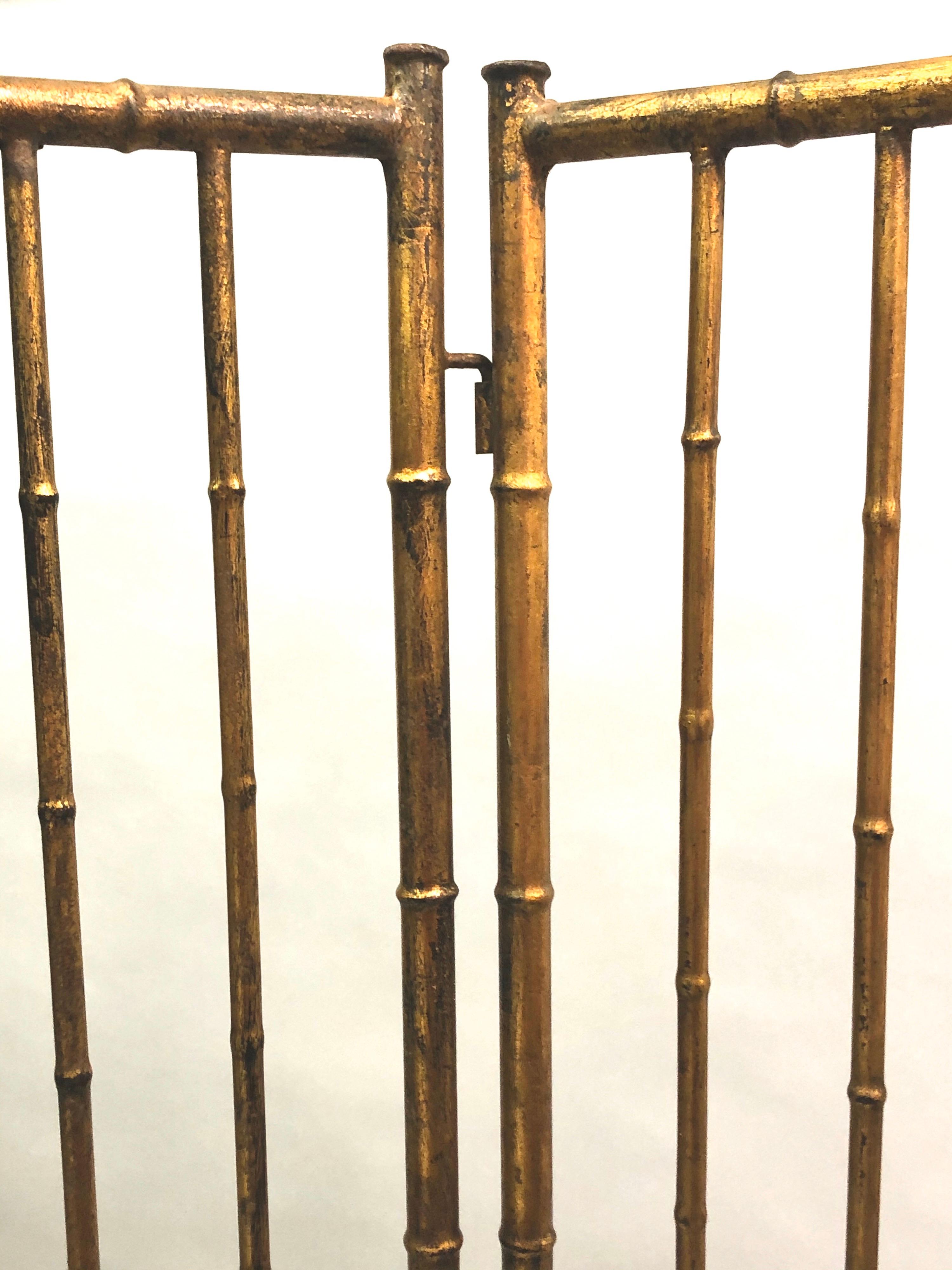Écran en fer doré en faux bambou de style néoclassique français, mi-siècle moderne, de Bagues en vente 4