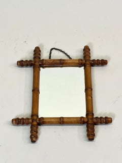 French Mid-century Modern Neoclassical Faux Bamboo Wall Mirror, style JM Frank