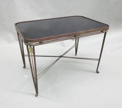 French Mid-Century Modern Neoclassical Gilt Iron Coffee Table by Maison Jansen