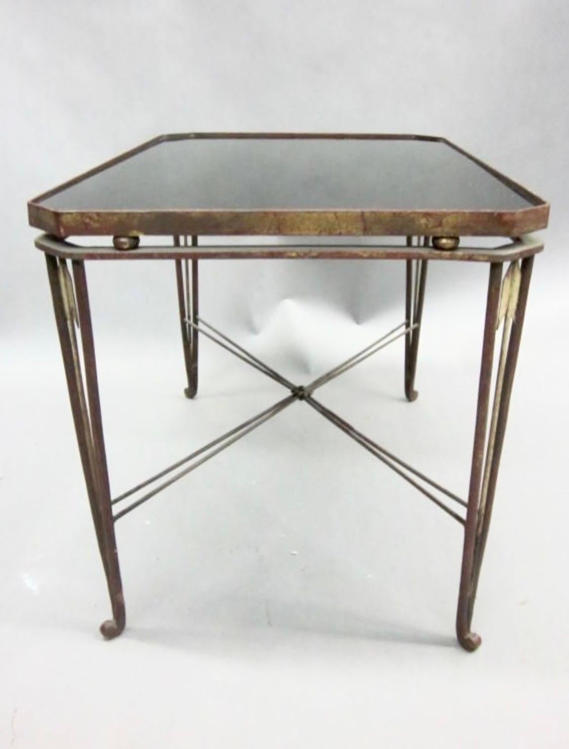 French Mid-Century Modern Neoclassical Gilt Iron Coffee Table by Maison Jansen In Good Condition For Sale In New York, NY