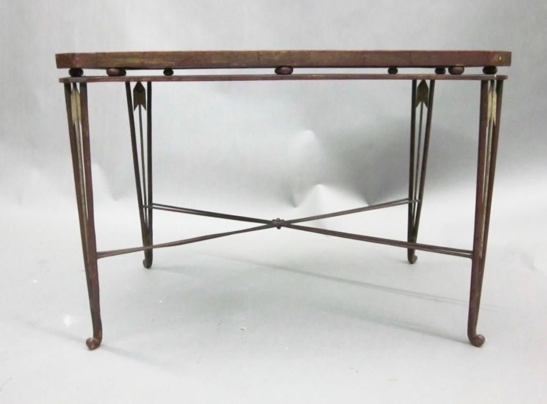 Mid-20th Century French Mid-Century Modern Neoclassical Gilt Iron Coffee Table by Maison Jansen For Sale