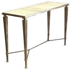 French Mid-Century Modern Neoclassical Gilt Iron Console by Maison Ramsay
