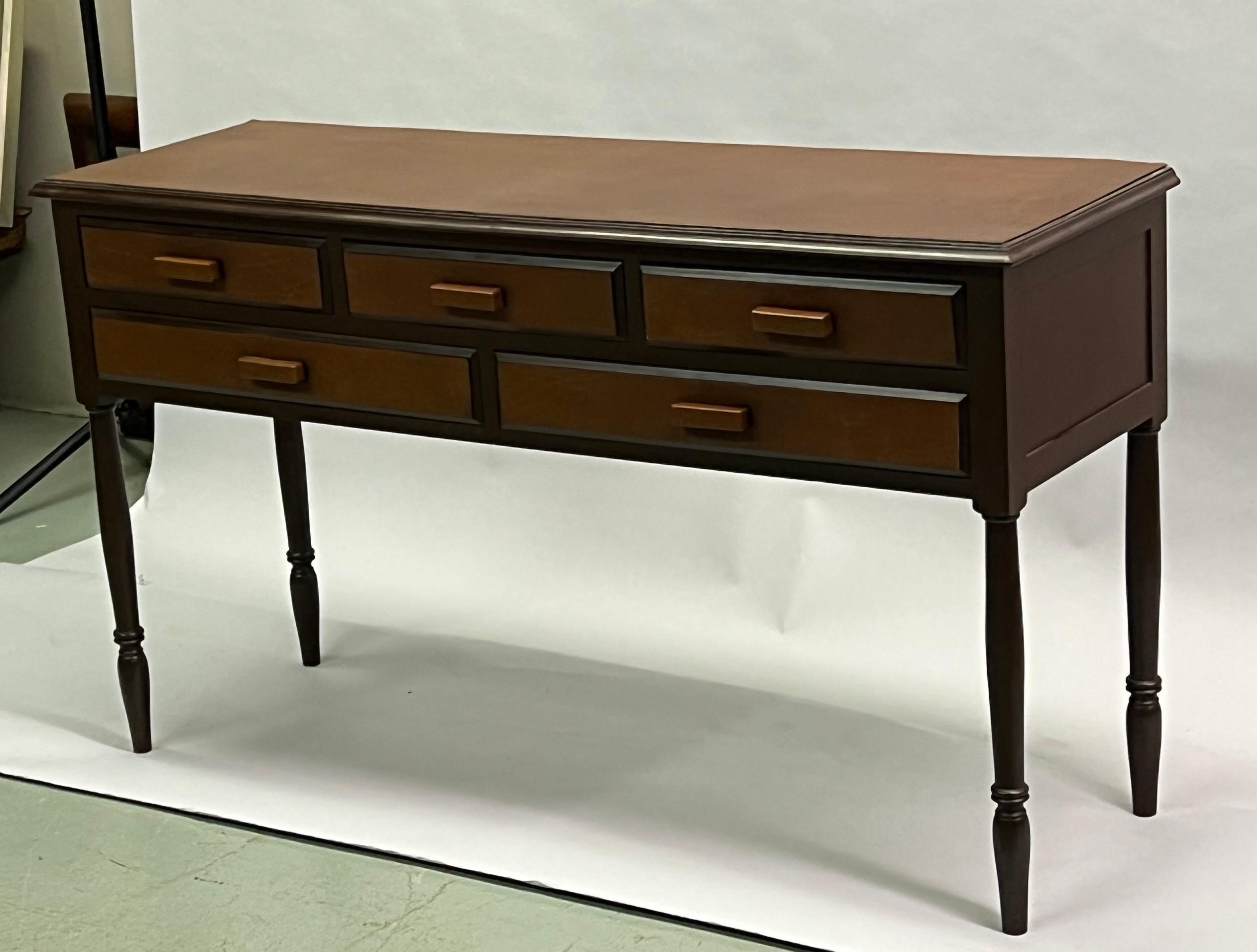 French Mid-Century Modern Neoclassical Leather Console after Jean-Michel Frank For Sale 1