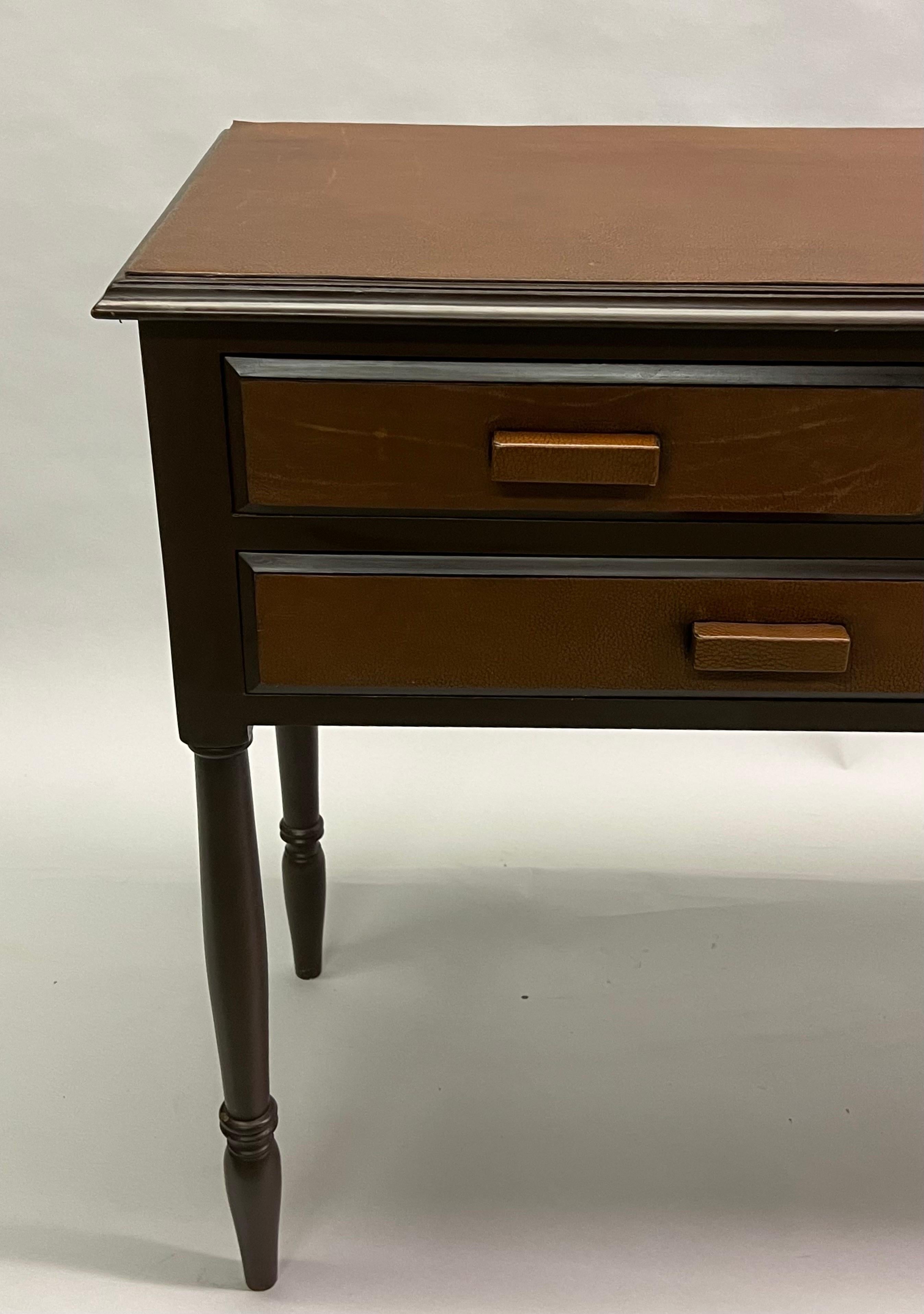 French Mid-Century Modern Neoclassical Leather Console after Jean-Michel Frank For Sale 2