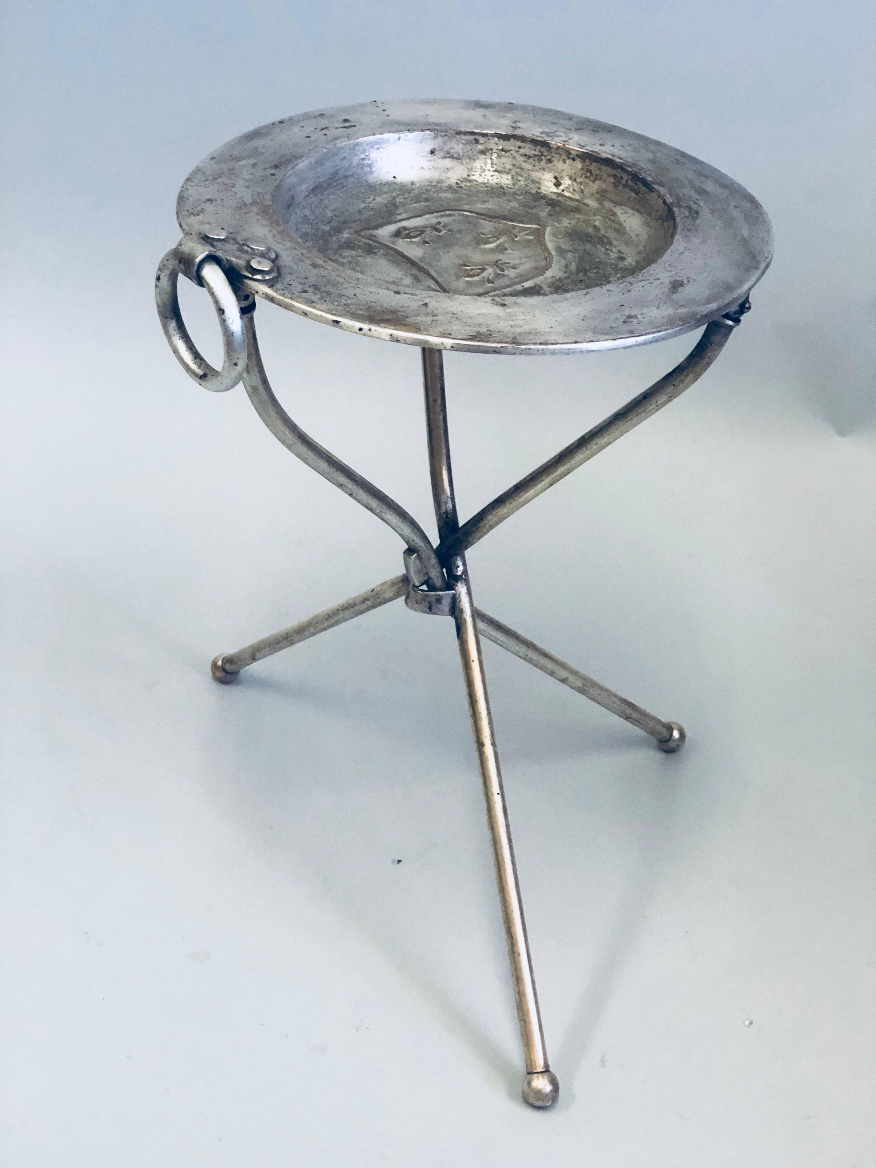 20th Century French Mid-Century Modern Neoclassical Silvered Brass Side Table or Gueridon For Sale