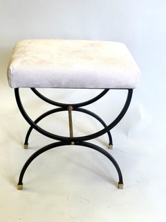 French Mid-Century Modern Neoclassical Wrought Iron Bench / Stool, Andre Arbus