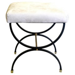 French Mid-Century Modern Neoclassical Wrought Iron Bench / Stool, Andre Arbus