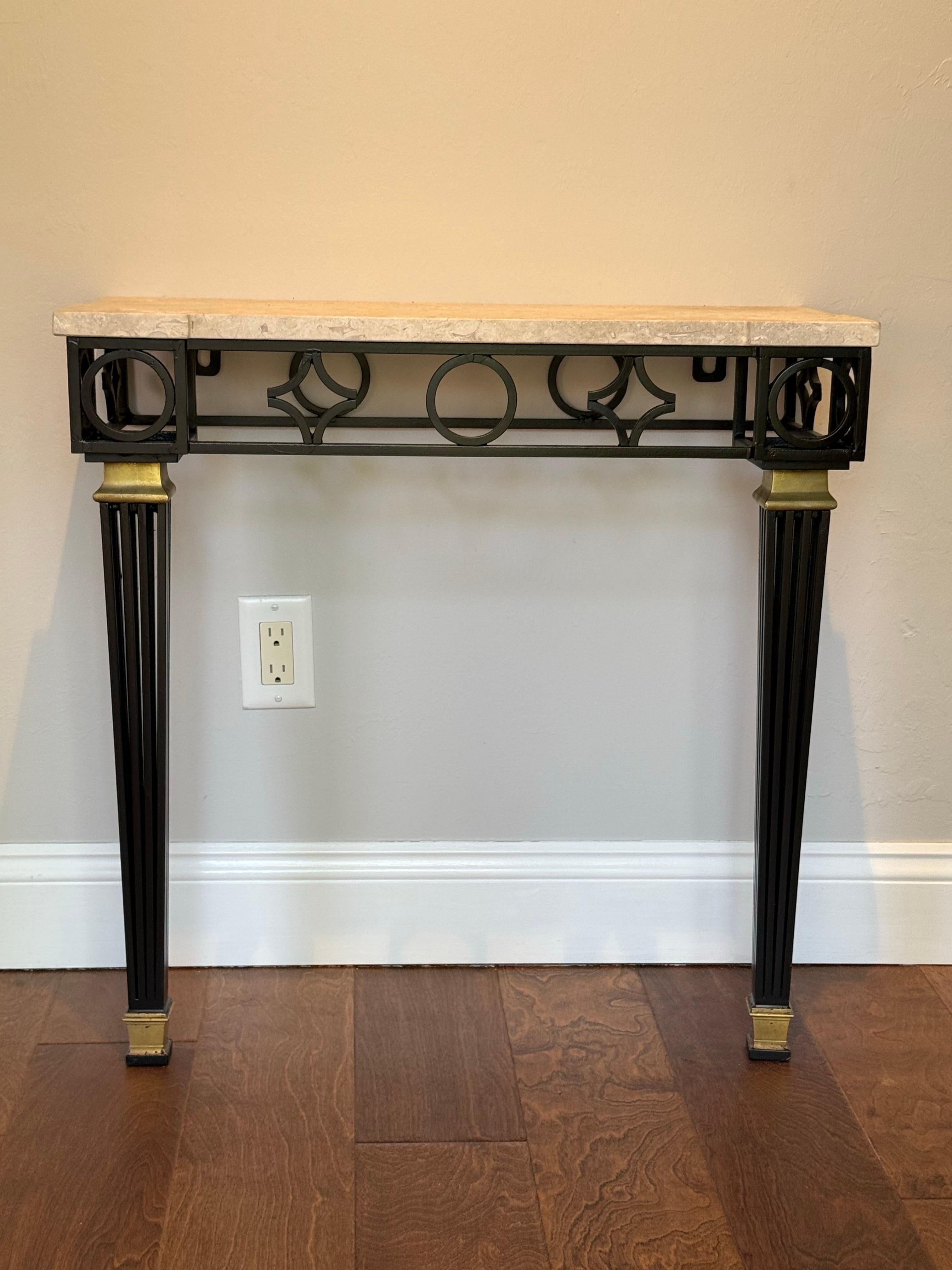 Französische neoklassizistische Konsole aus Schmiedeeisen von Gilbert Poillerat, Mid-Century Modern im Zustand „Gut“ im Angebot in New York, NY