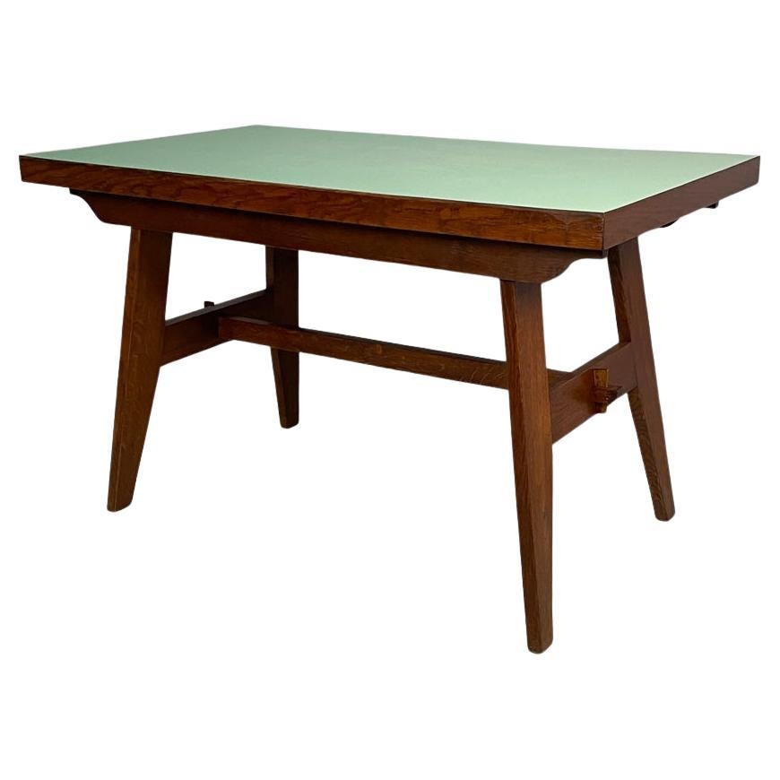 French mid-century modern oak dining table by René Gabriel, 1950s