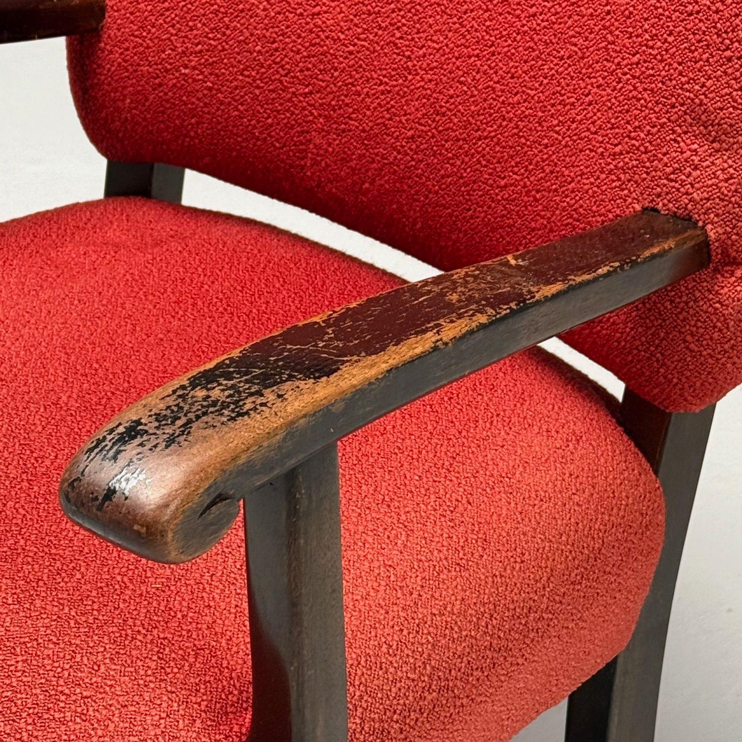 French Mid-Century Modern, Occasional Arm Chairs, Wood, Boucle, France, 1980s For Sale 1