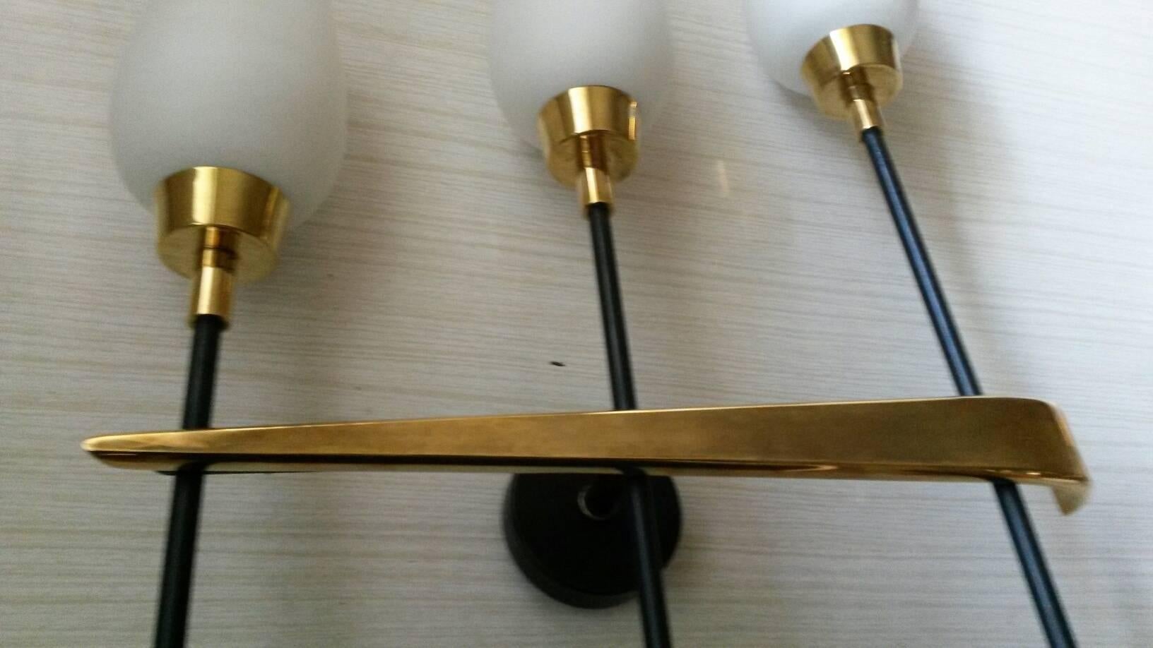 French Mid-Century Modern Pair of Sconces, 1950 For Sale 1