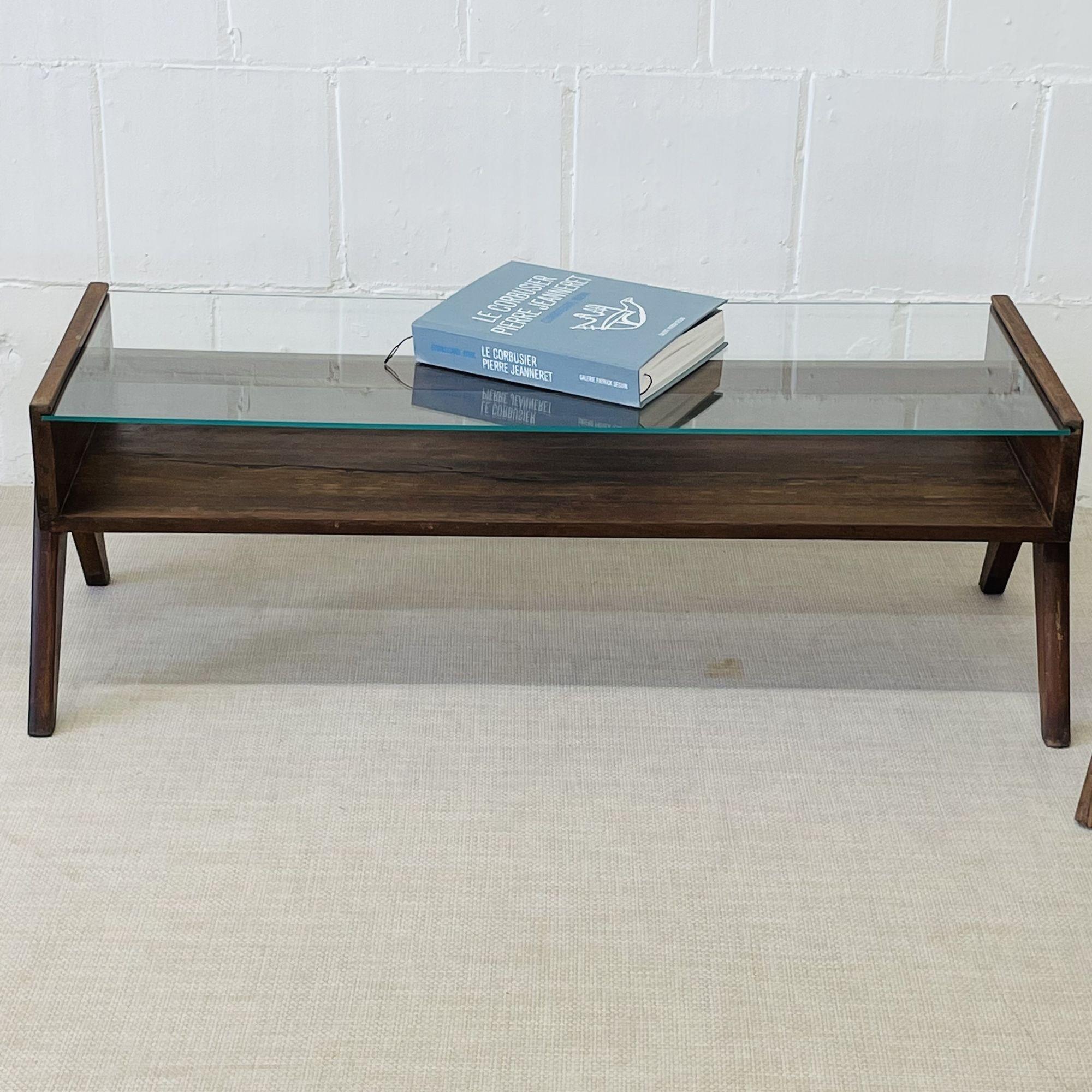Pierre Jeanneret, French Mid-Century Modern, Rectangular Coffee Table, India 4