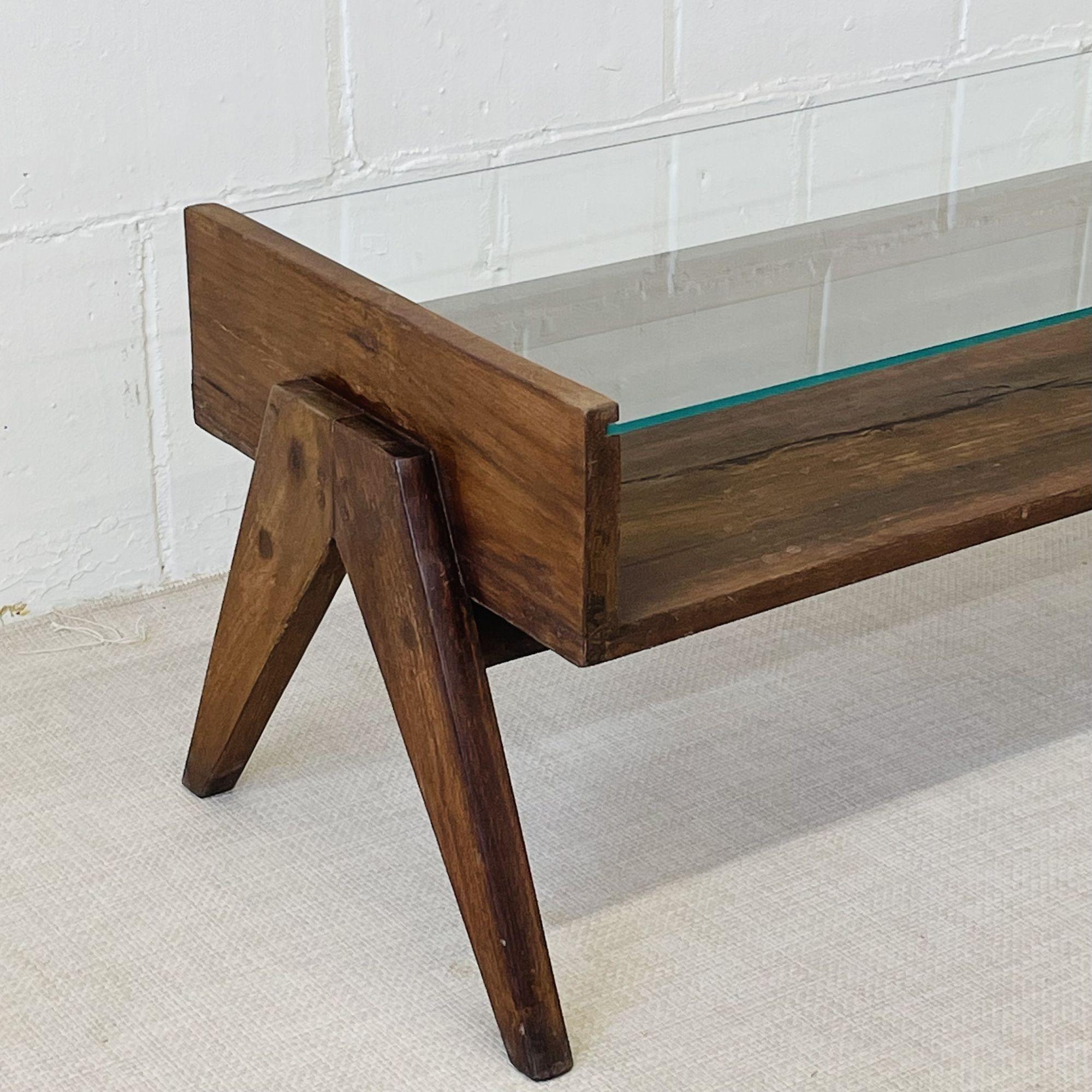 Pierre Jeanneret, French Mid-Century Modern, Rectangular Coffee Table, India 5