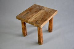 French Mid-Century Modern Pine Stool in the Style of Charlotte Perriand