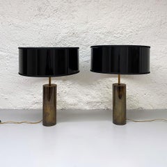 French Mid-Century Modern Rare Brass Table Lamps by Jacques Quinet, 1971