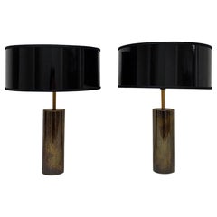 French Mid-Century Modern Rare Brass Table Lamps by Jacques Quinet, 1971