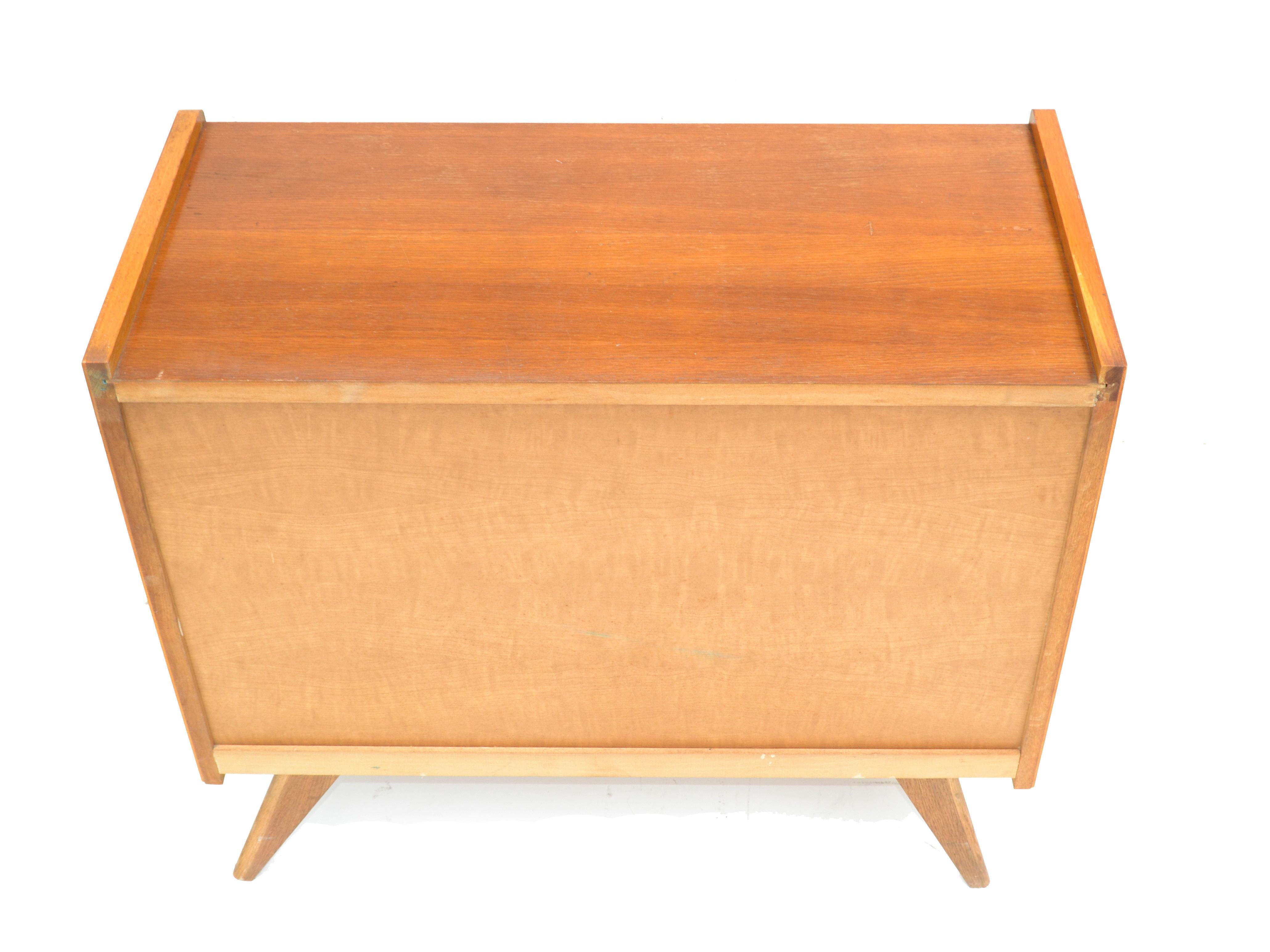 French Mid-Century Modern Rattan and Wood Commode Dresser 3