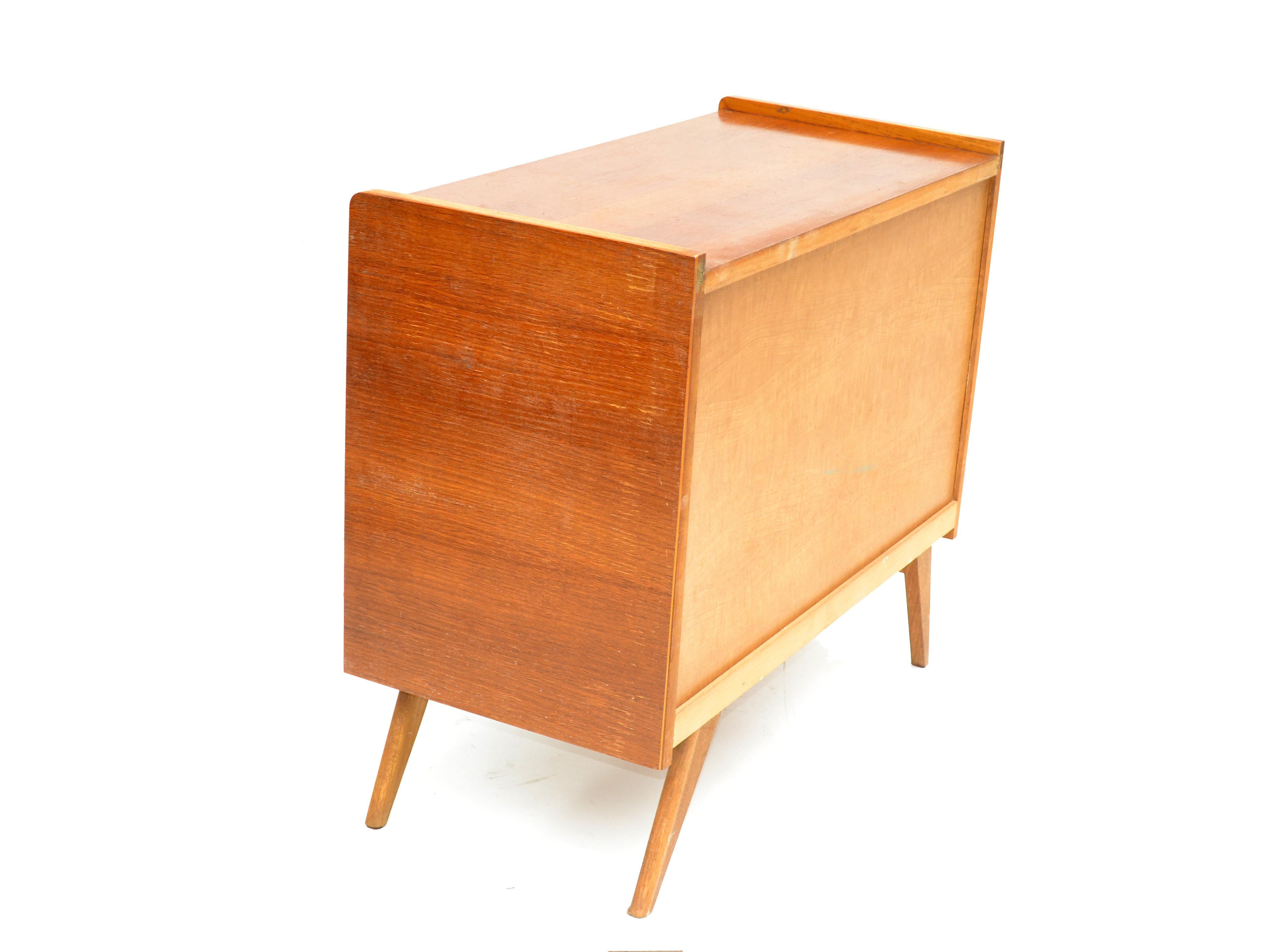 French Mid-Century Modern Rattan and Wood Commode Dresser 4