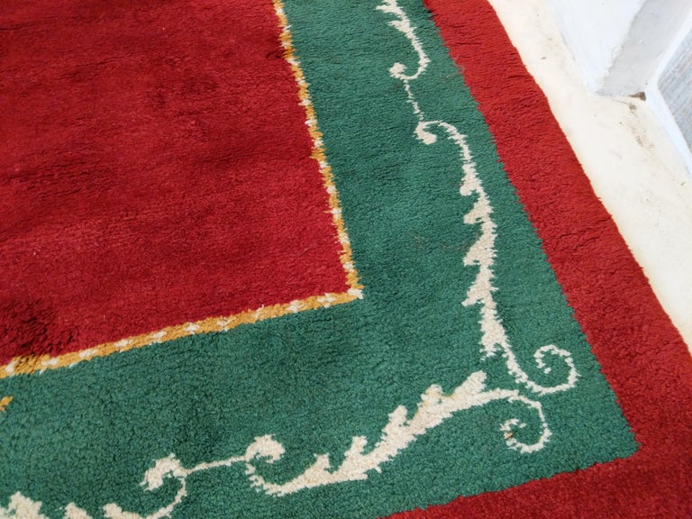 French MidCentury Modern Red Wool Rug in the style of André Arbus For Sale at 1stDibs