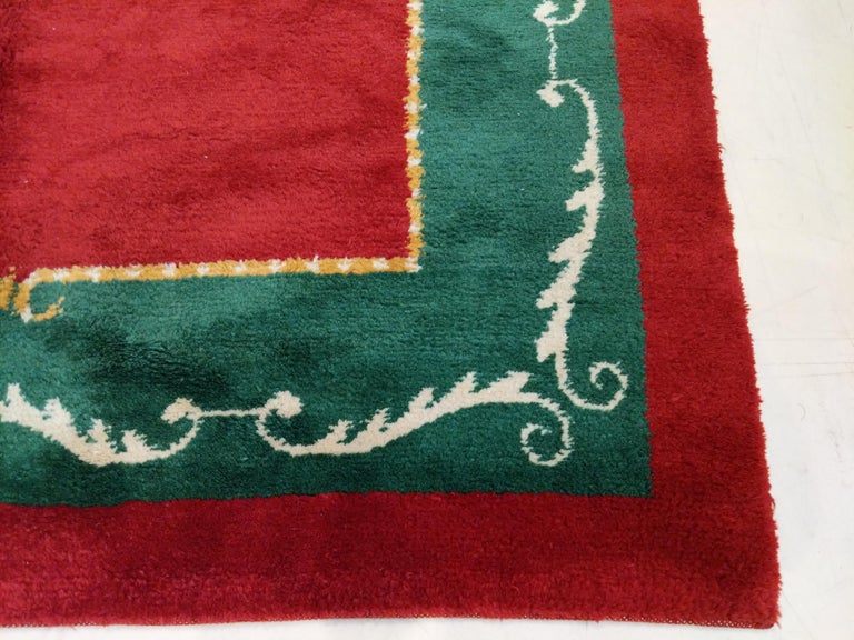 French MidCentury Modern Red Wool Rug in the style of André Arbus For Sale at 1stDibs