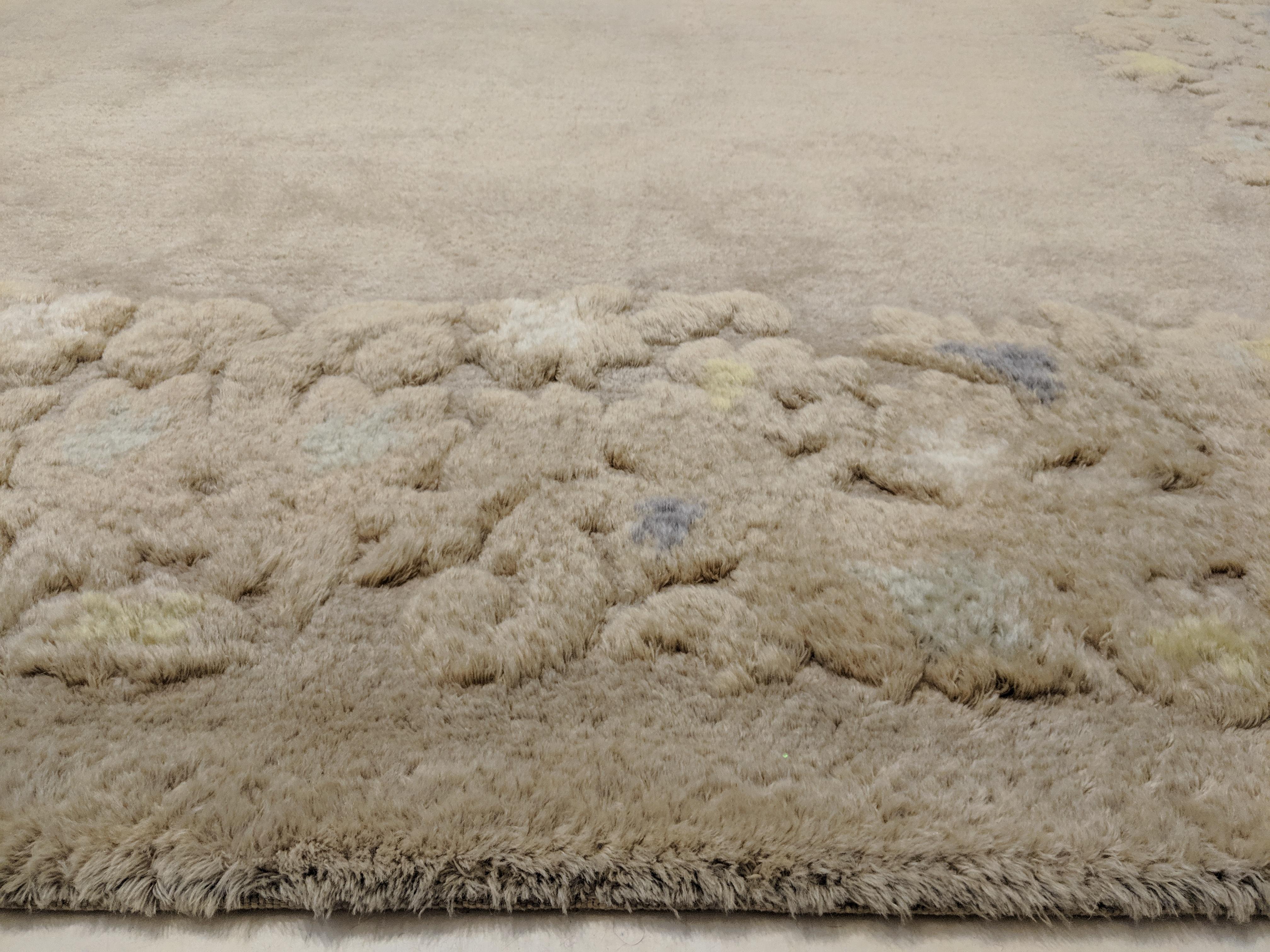 Hand-Knotted French Mid-Century Modern Rug Signed Leleu For Sale