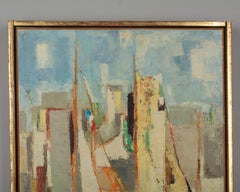 French Mid-Century Modern Sailboat Painting