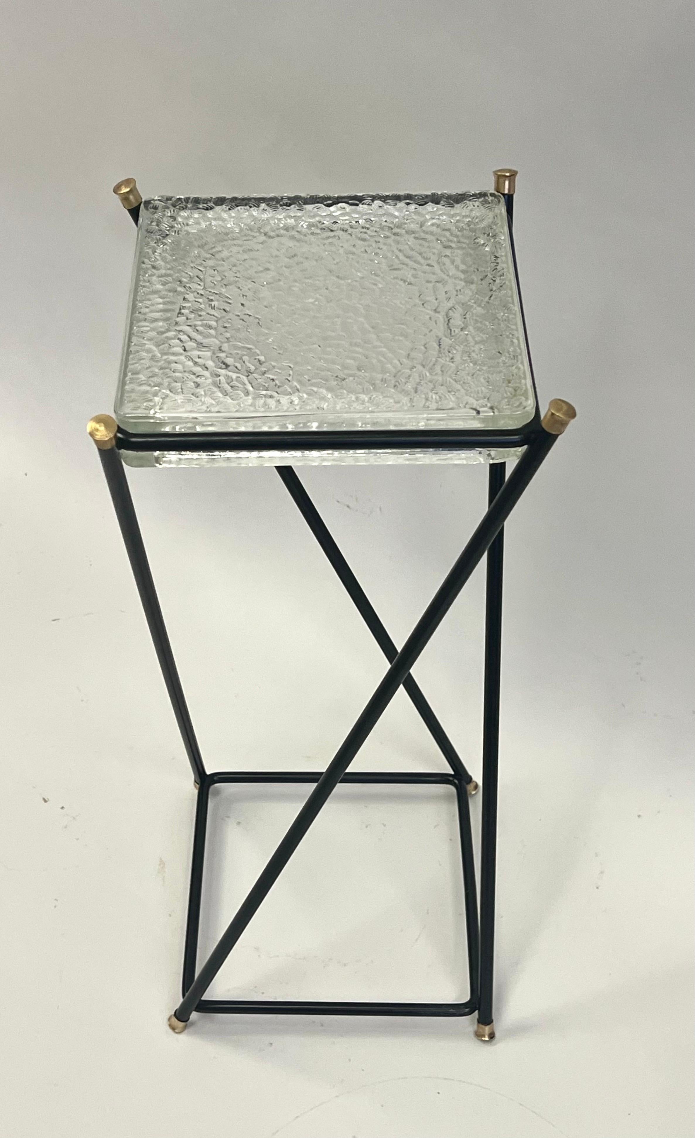 A Rare and Exceptional French Midcentury Modern Side / End Table or Gueridon by Jacques Adnet and Attributed to Max ingrand and the Saint Gobain Glass Works, Paris. Jacques Adnet was one of the premiere creators of the French Art Deco and