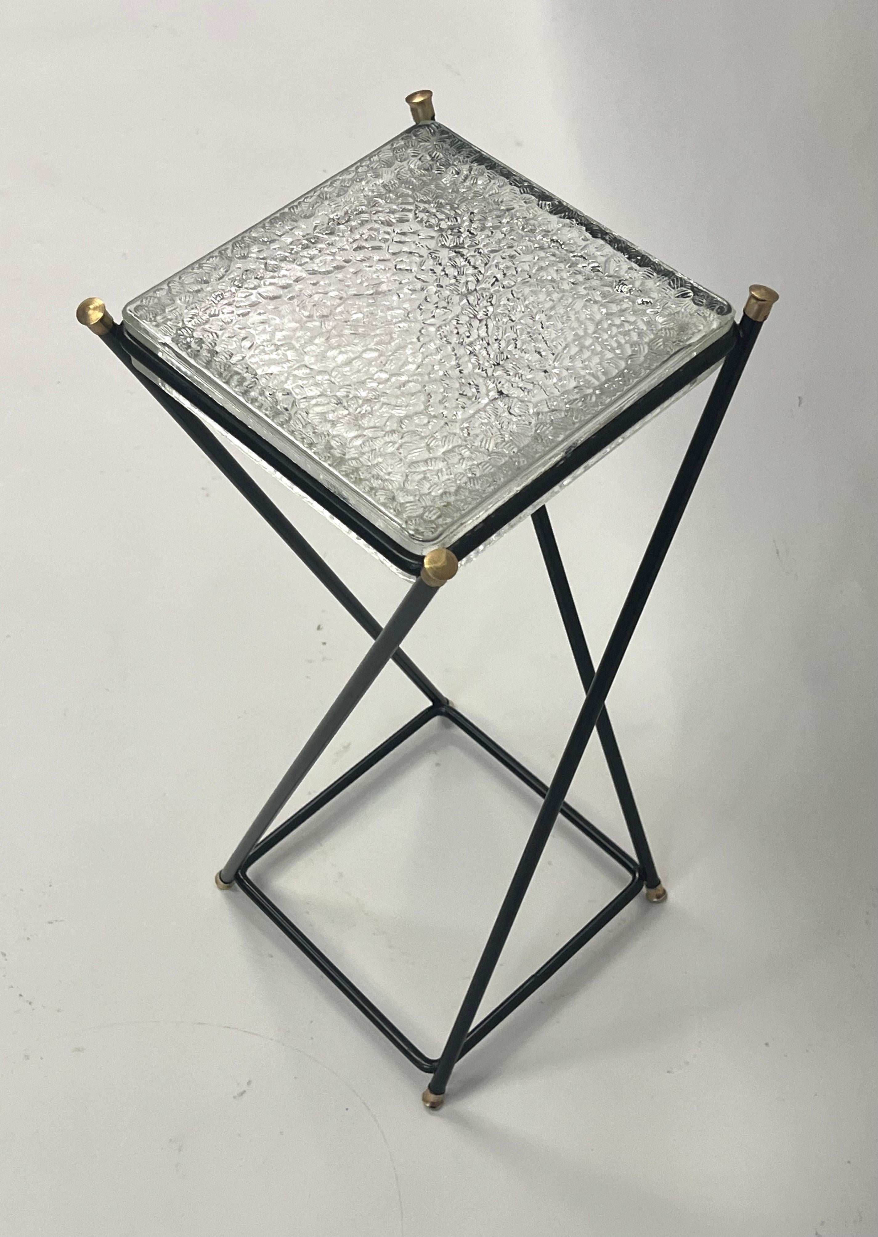 Hand-Crafted French Mid-Century Modern Side / End Table by Jacques Adnet & Max Ingrand For Sale