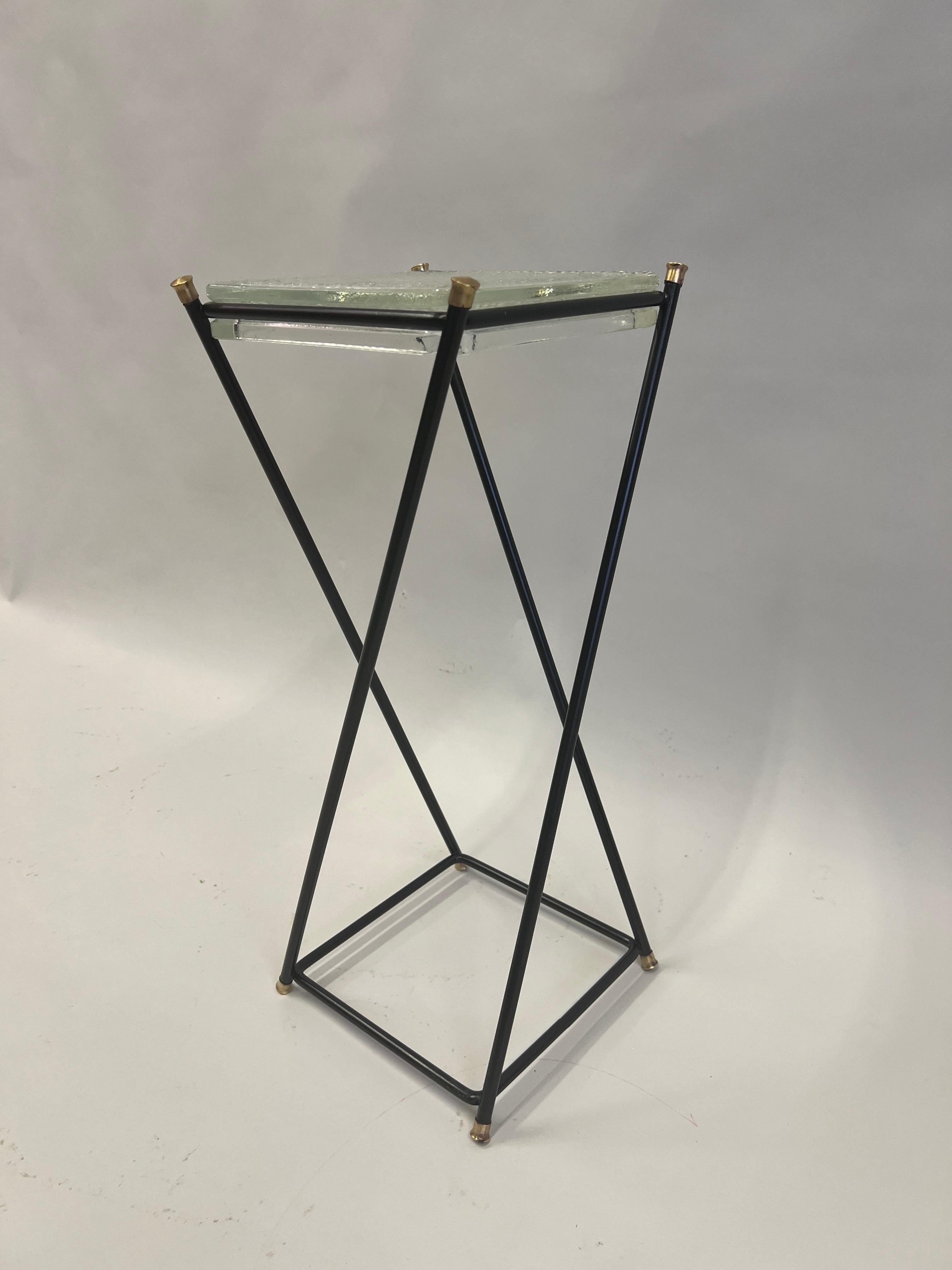 French Mid-Century Modern Side / End Table by Jacques Adnet & Max Ingrand For Sale 1
