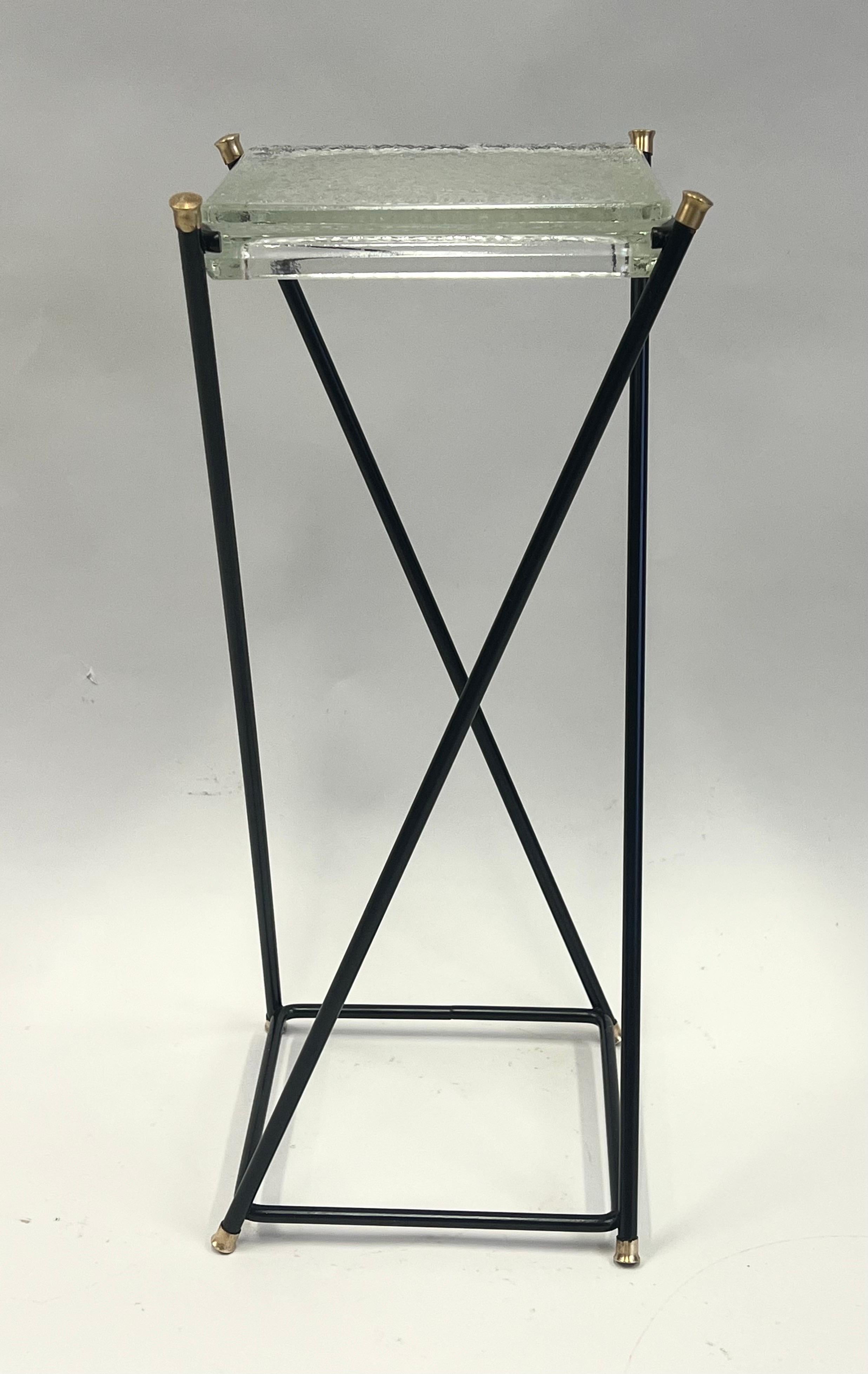 French Mid-Century Modern Side / End Table by Jacques Adnet & Max Ingrand For Sale 2