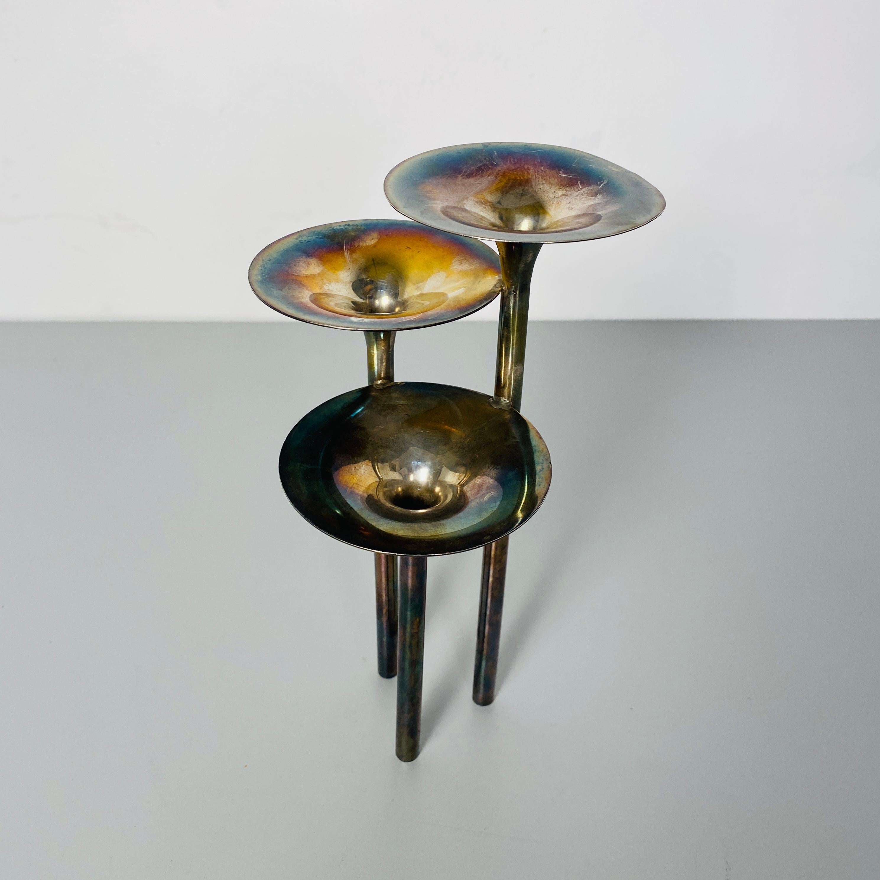 French Mid-Century Modern Silver Candle Holder with Three Stems, 1970s 5