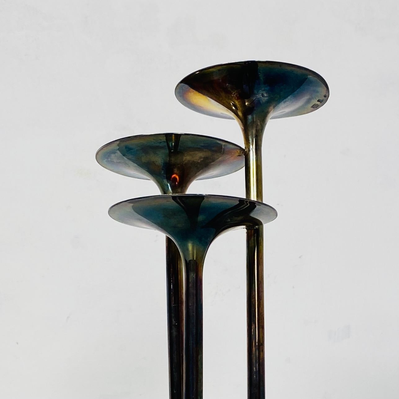 French Mid-Century Modern Silver Candle Holder with Three Stems, 1970s 4