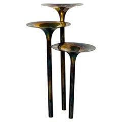Retro French Mid-Century Modern Silver Candle Holder with Three Stems, 1970s