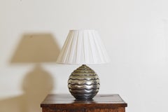 French Mid-Century Modern Silvered Brass Layered Sphere Table Lamp, Mid-20th C.