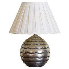 French Mid-Century Modern Silvered Brass Layered Sphere Table Lamp, Mid-20th C.