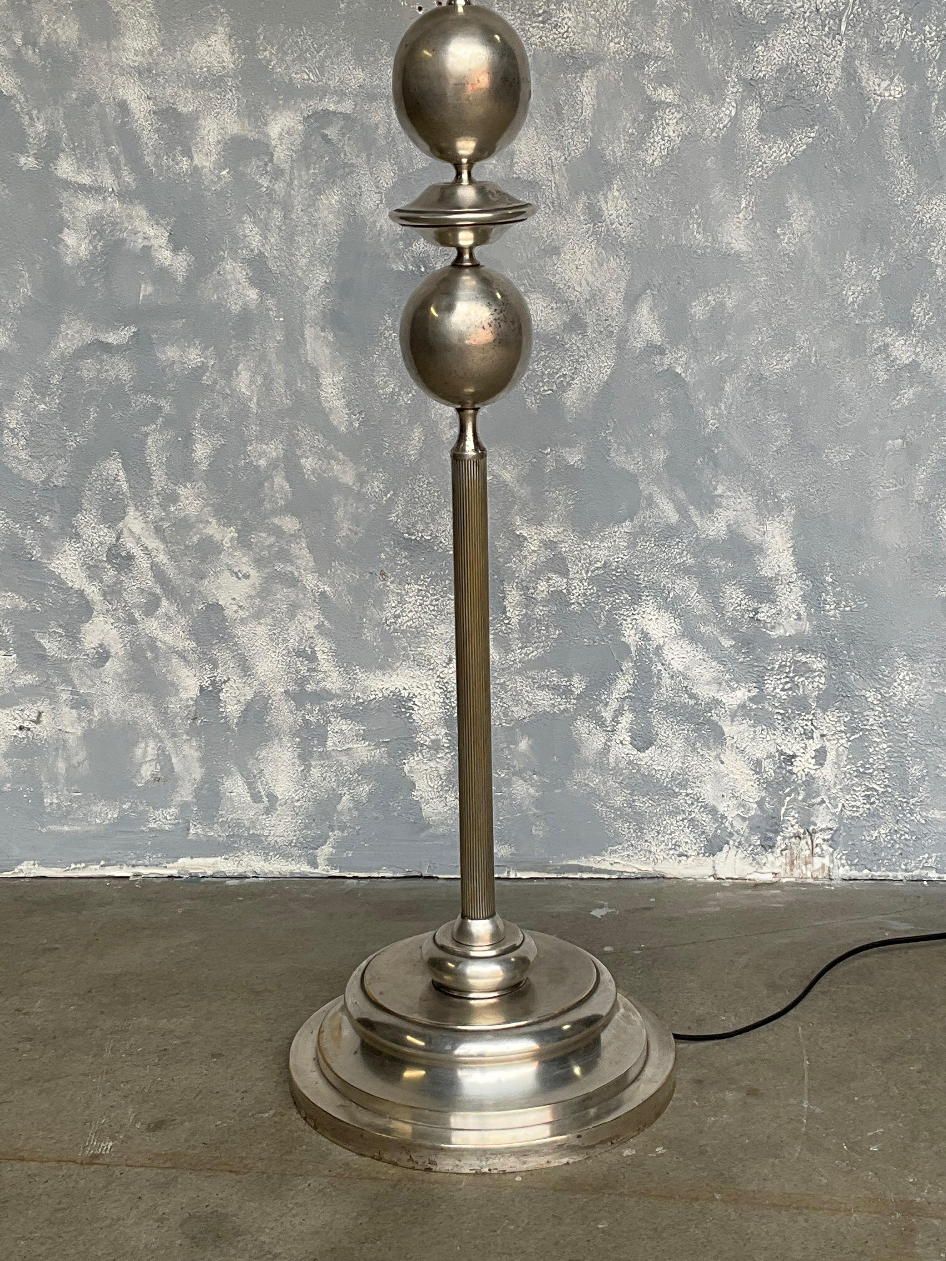 French Mid Century Modern Silvered Floor Lamp For Sale 5