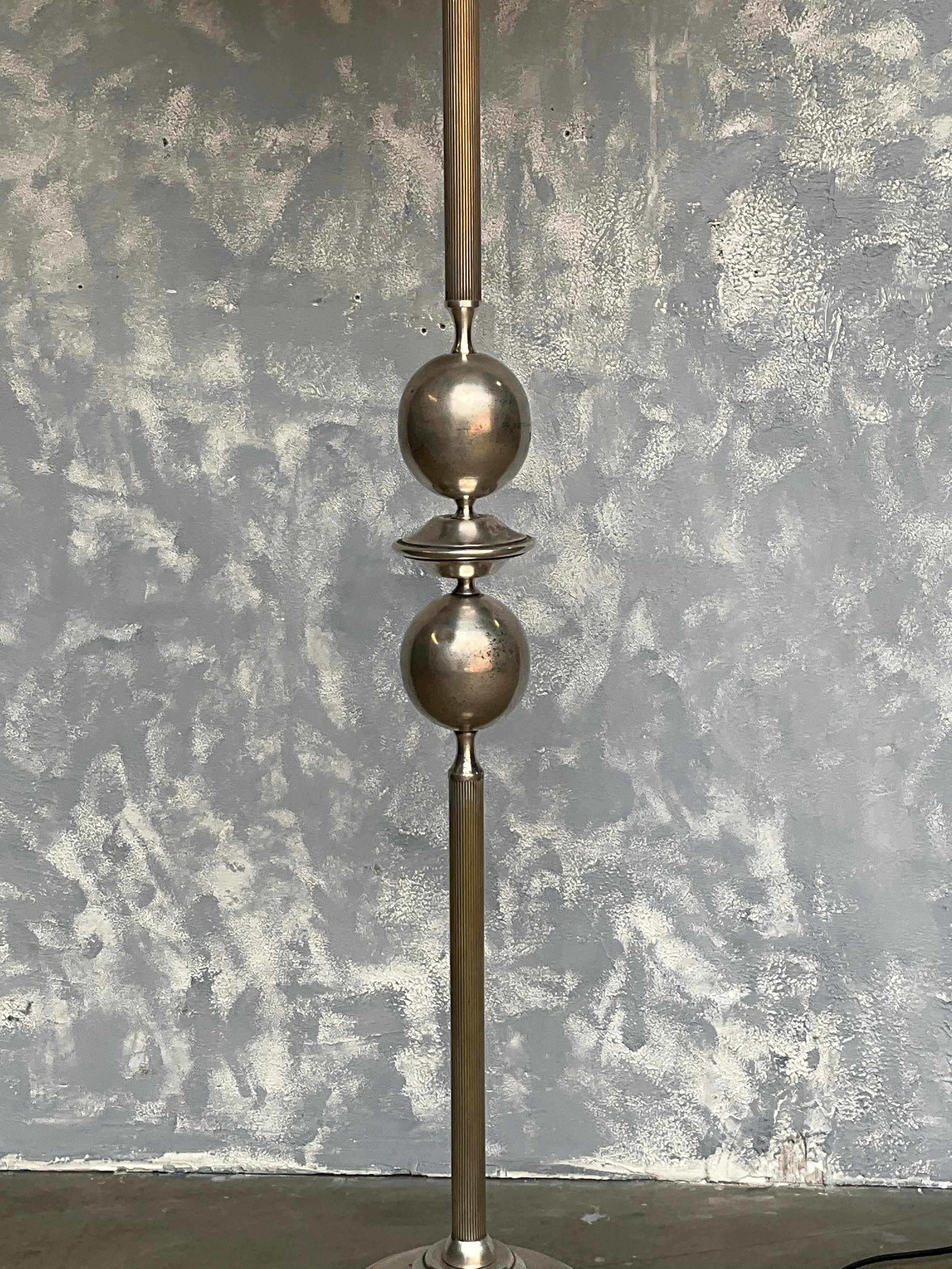 French Mid Century Modern Silvered Floor Lamp For Sale 6