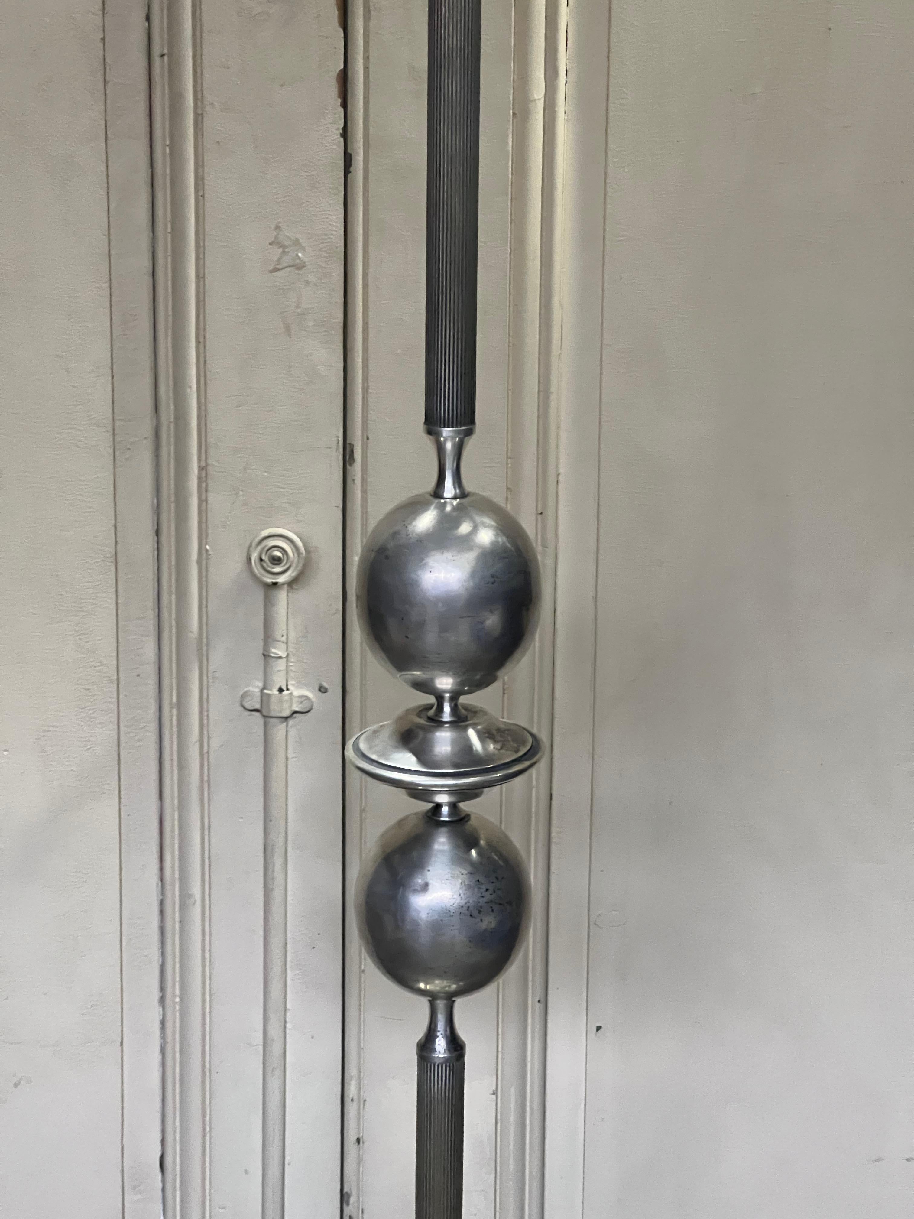 French Mid Century Modern Silvered Floor Lamp For Sale 8