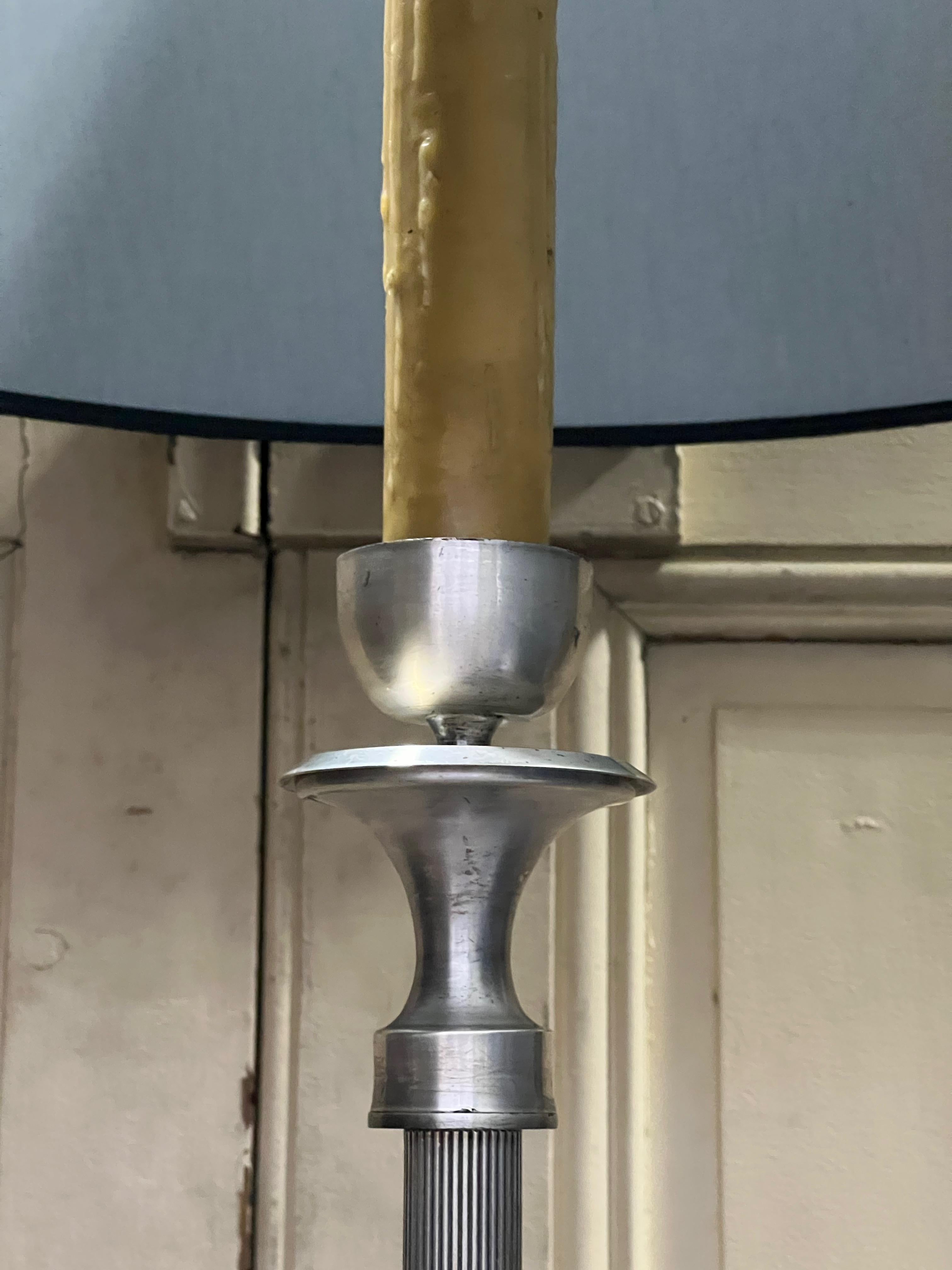 French Mid Century Modern Silvered Floor Lamp For Sale 3