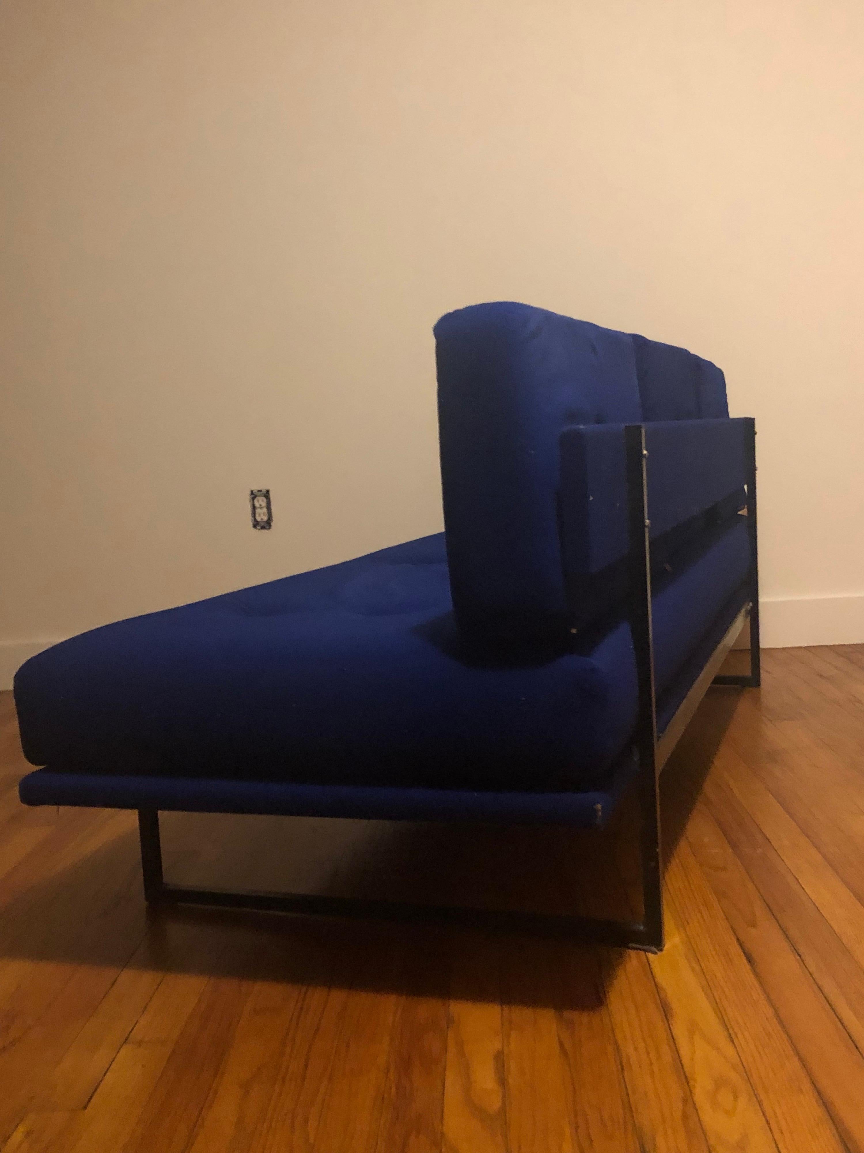 Upholstery French Mid-Century Modern Sofa / Day Bed by A R P & Yves Klein Blue Style Fabric For Sale