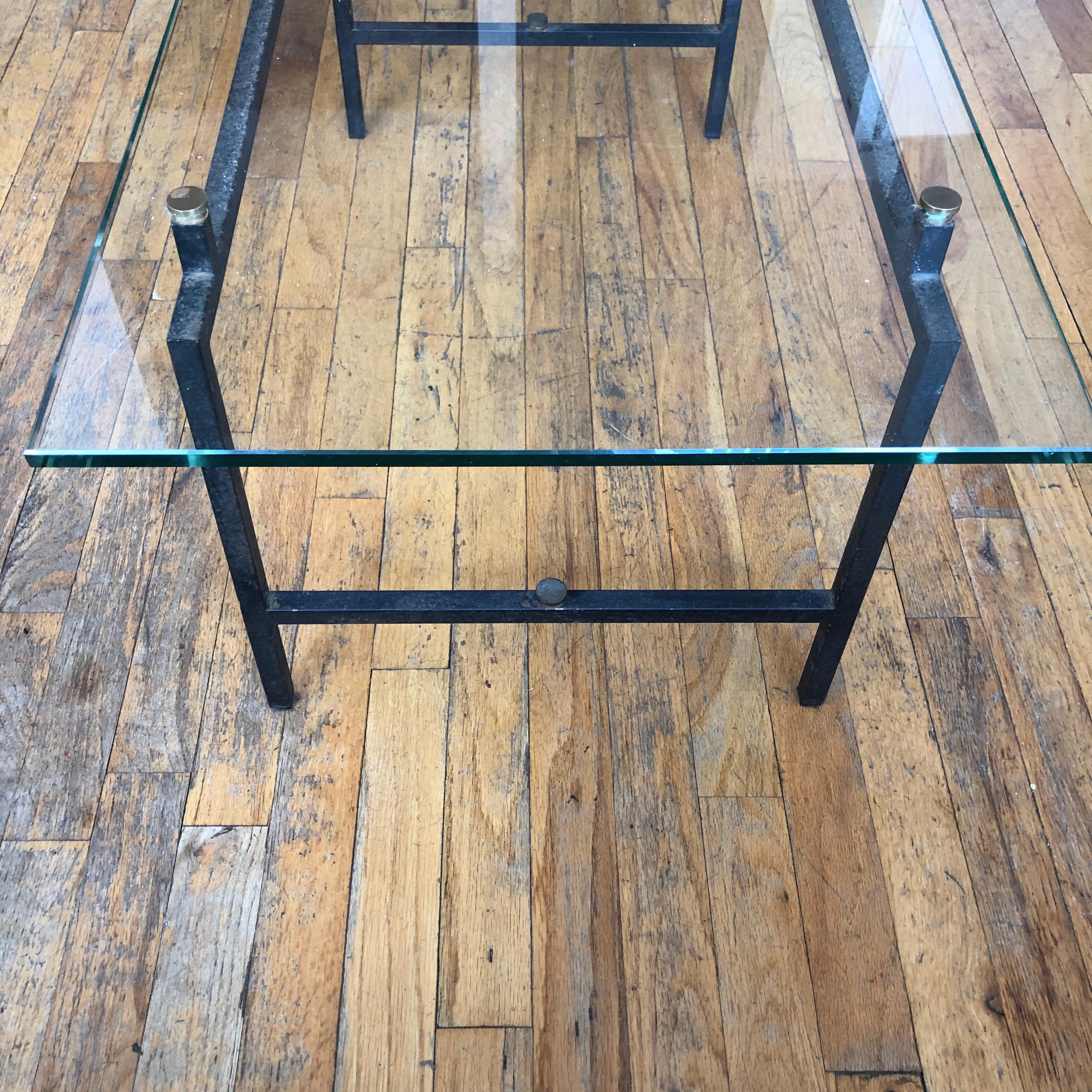 French Mid-Century Modern Steel and Glass Coffee Table by Pierre Guariche 2
