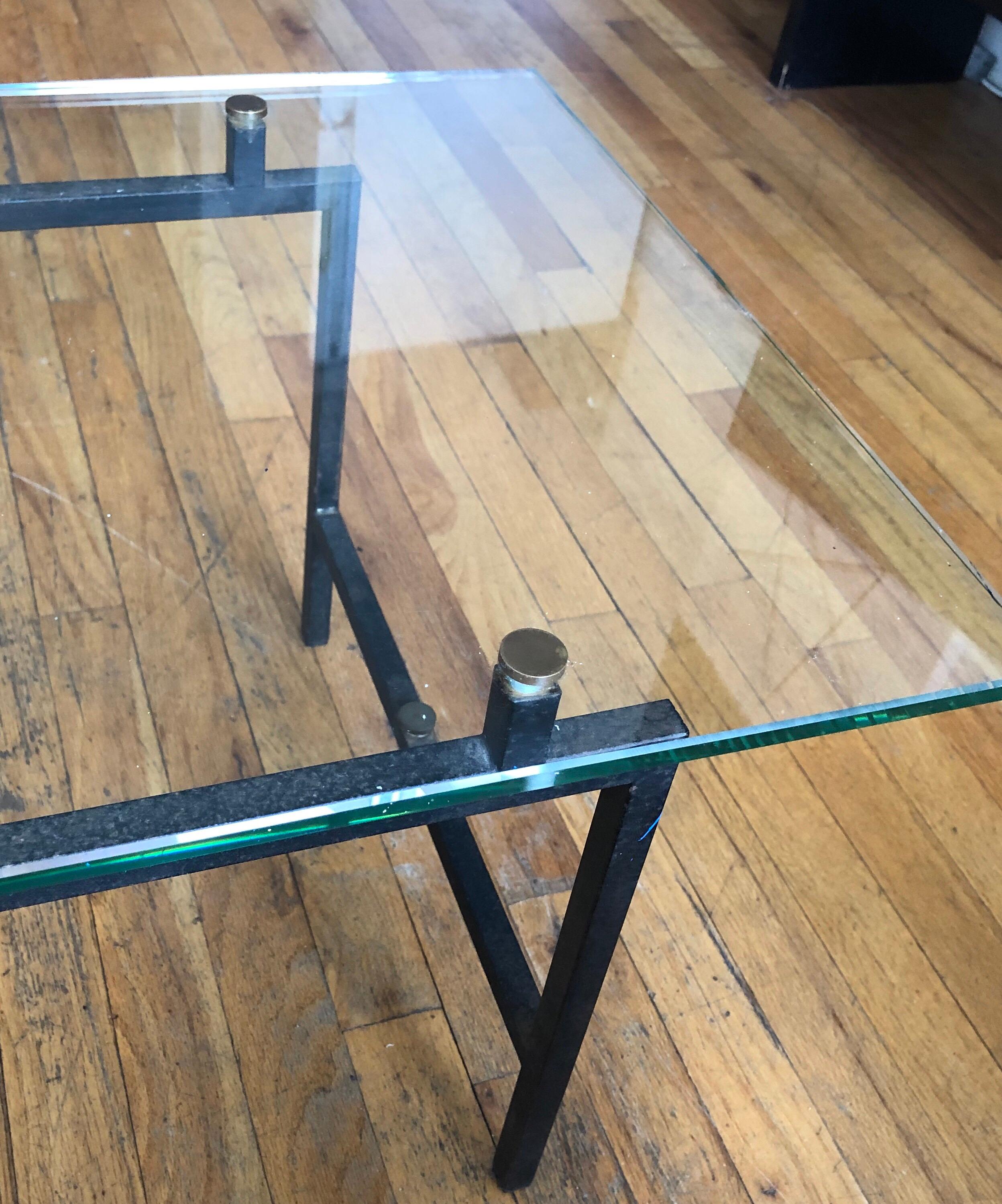 French Mid-Century Modern Steel and Glass Coffee Table by Pierre Guariche 3