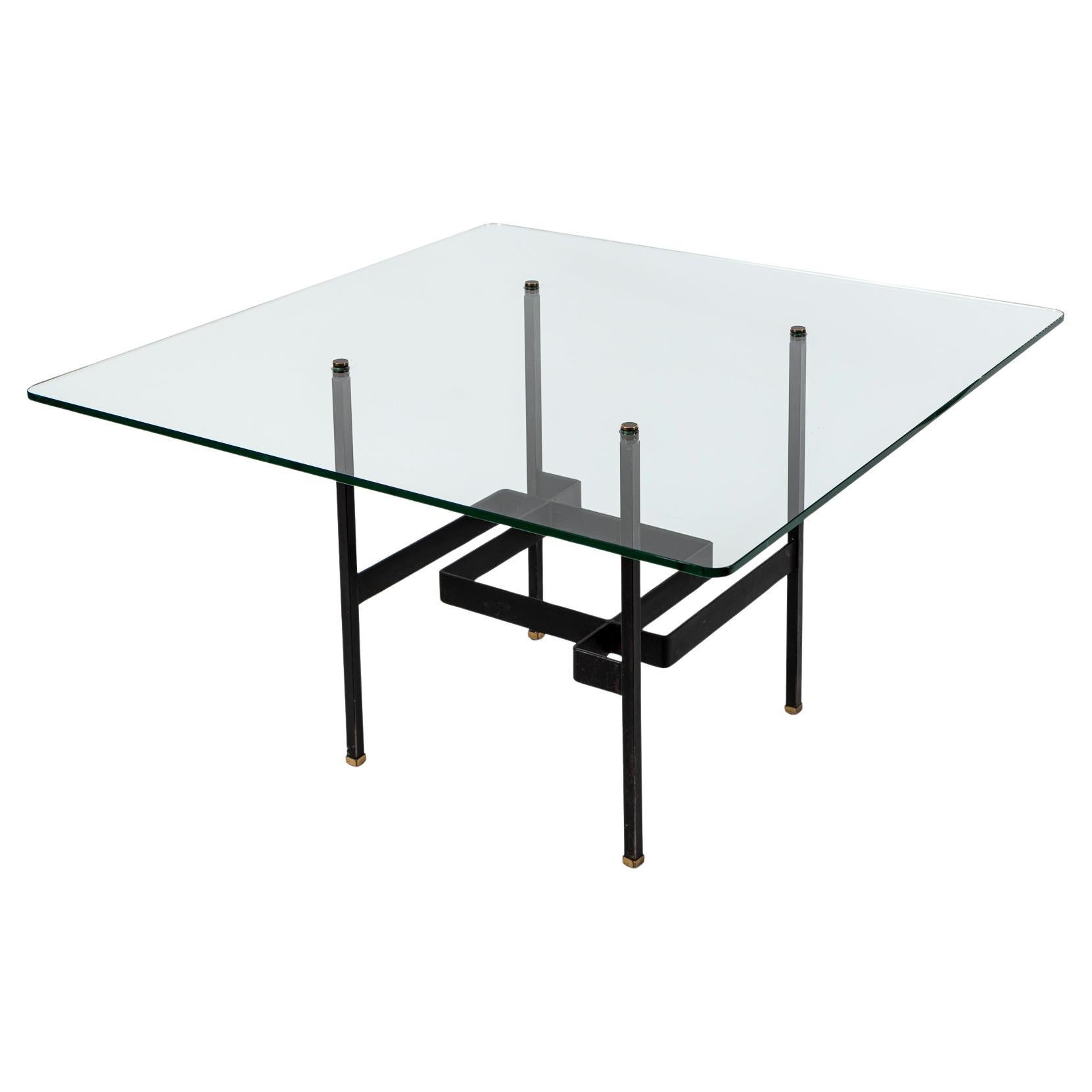 French Mid-Century Modern Steel and Glass Coffee Table by Pierre Guariche